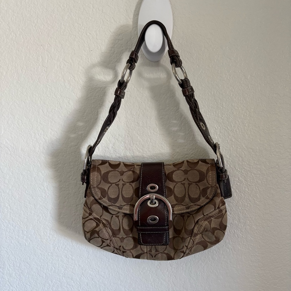 Y2K Coach Soho Signature Flap Buckle Small Canvas Shoulder Bag in Brown 060 6171 - Picture 11 of 11
